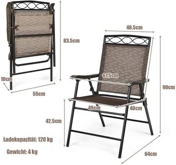 COSTWAY Klappstuhl Terrassenstühle Hochlehner, bis 120kg belastbar