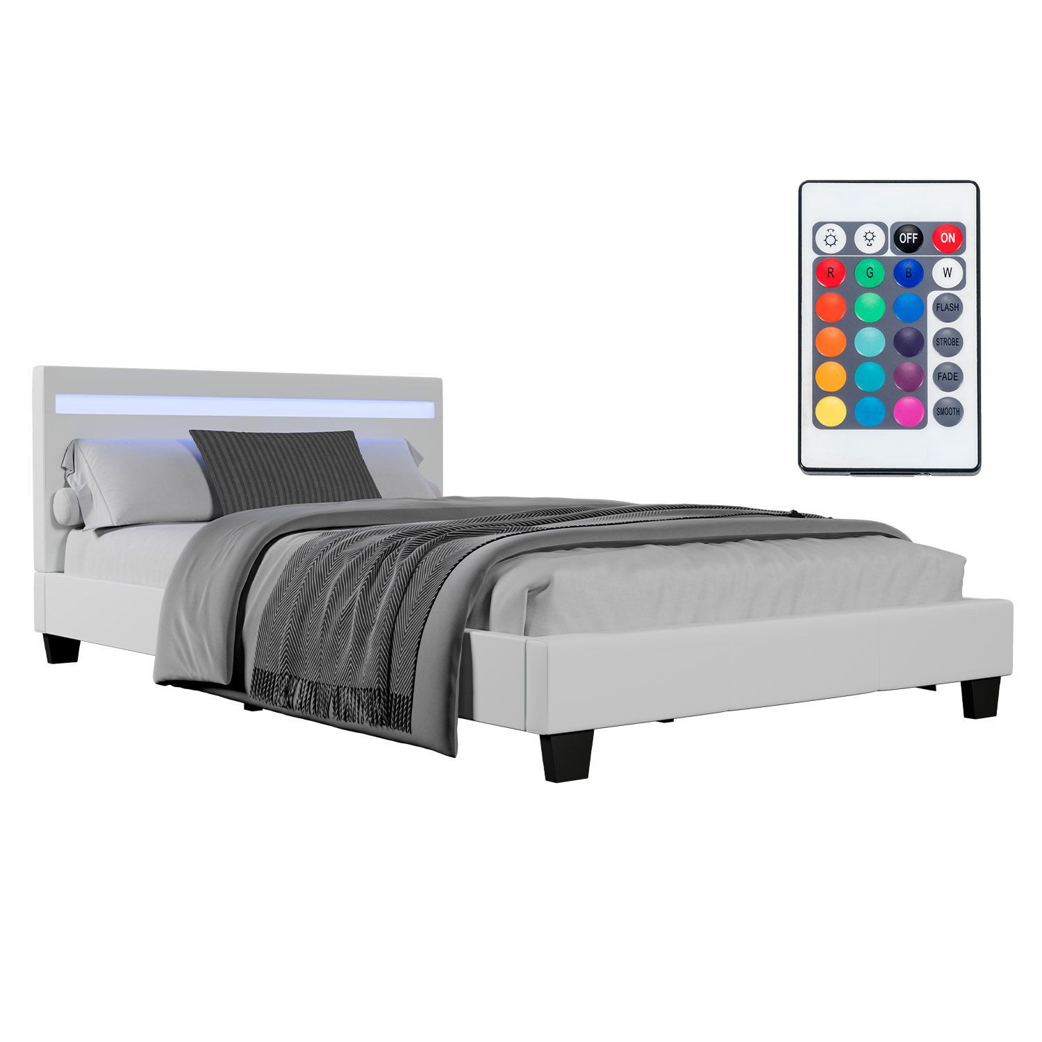 Juskys Polsterbett Paris, 120x200 cm, Kunstleder, hohes Kopfteil, robustes günstig online kaufen