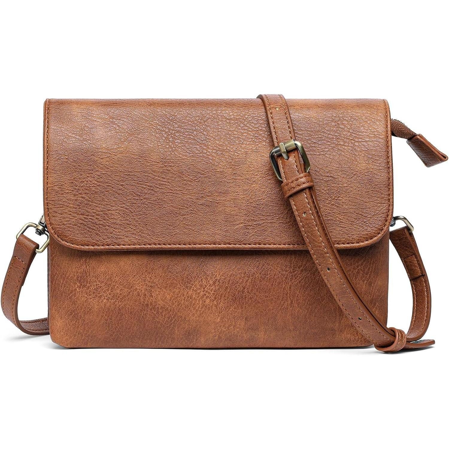 LuxusKollektion Umhängetasche Damen Umhängetasche Retro-braun vegan Leder Crossbody Handtasche