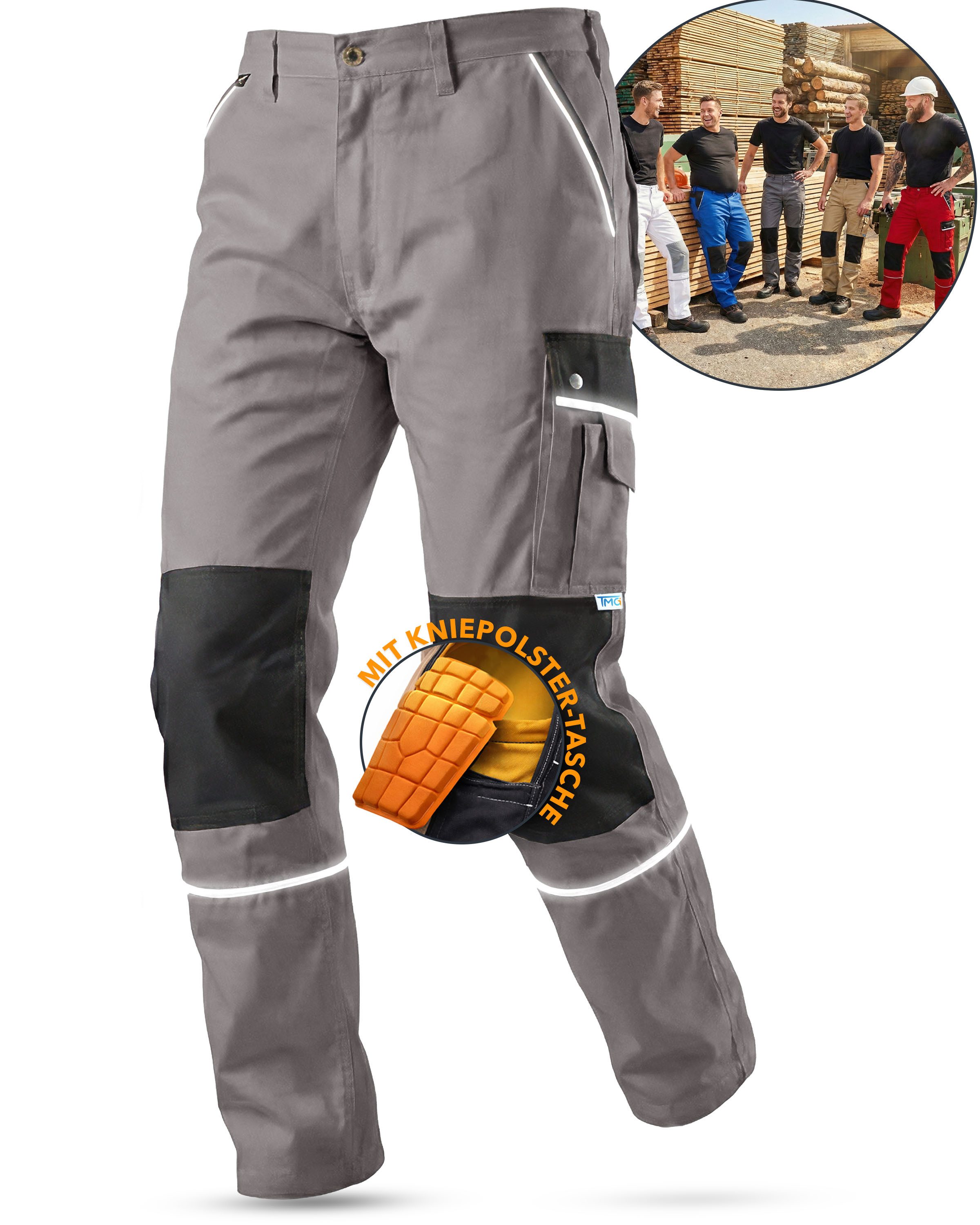 TMG International Arbeitshose Arbeitshose Bundhose Cargohose Style Arbeitshose Herren mit Kniepolstertaschen in Übergrößen erhältlich