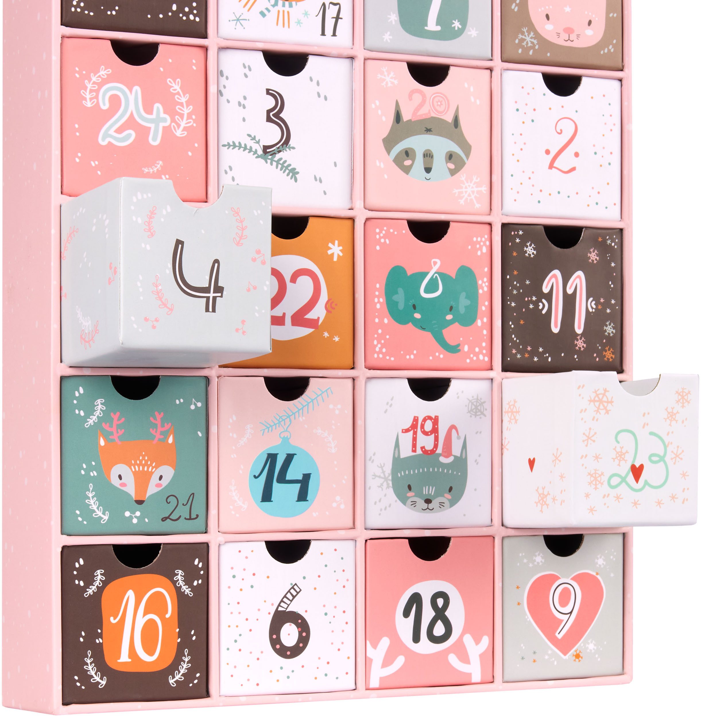 BRUBAKER befüllbarer Adventskalender Adventskalender zum Befüllen - Rosa Weihnachten (Kalender, 1-tlg), DIY Weihnachtskalender - 39 cm groß aus Pappe – Bild 3 von 5