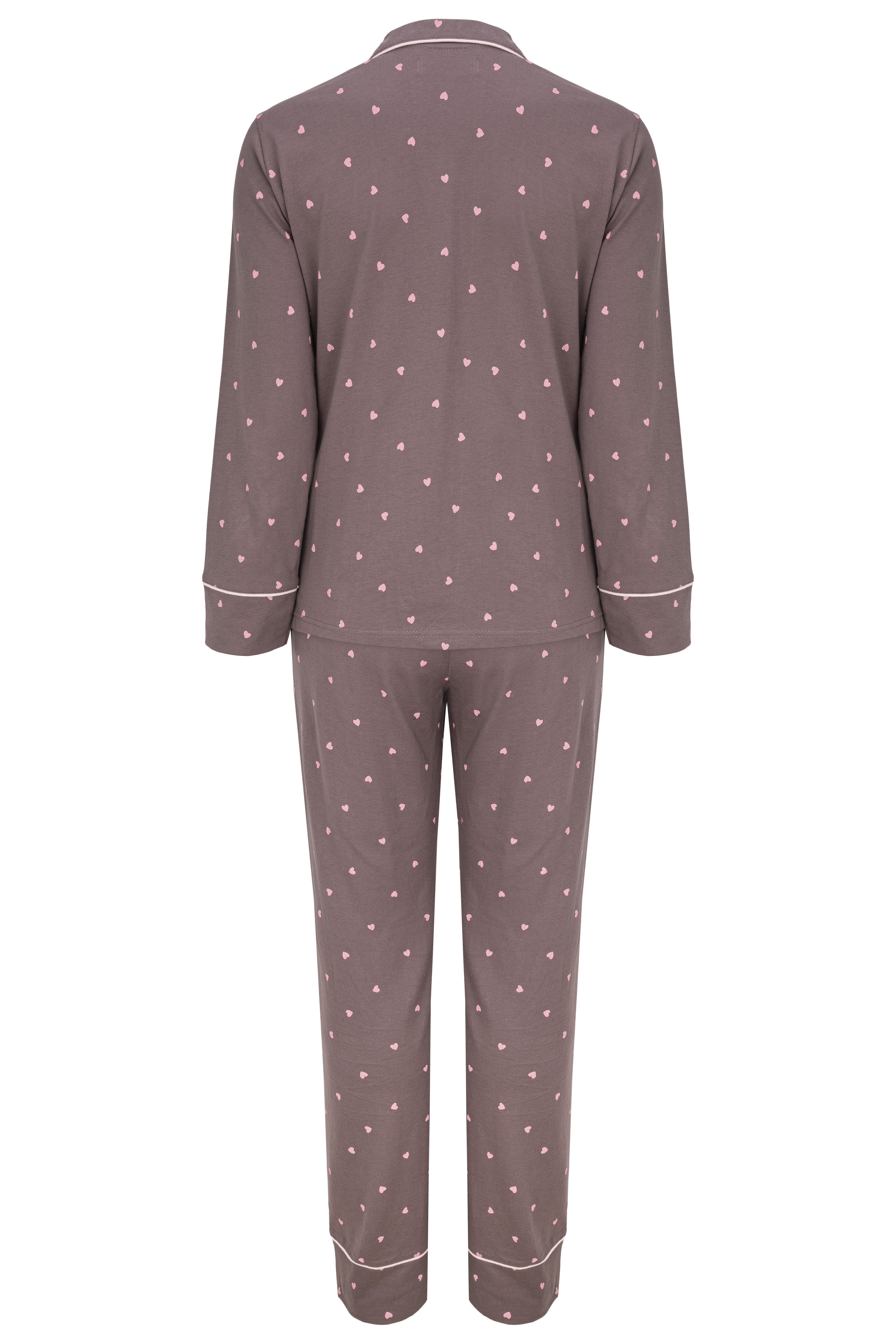 SNOOZE OFF Pyjama Schlafanzug in mauve mit rosa Herzen (2 tlg., 1 Stück) un günstig online kaufen