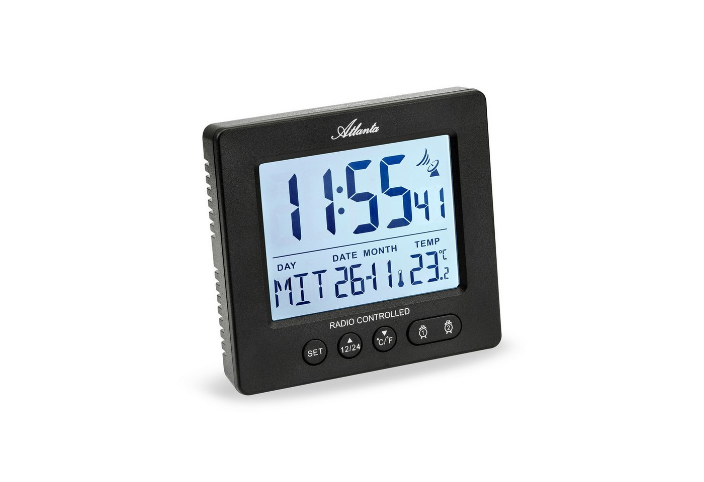 Atlanta Funkwecker Digitalwecker,Beleuchtung,Weckwiederholung,Geschenk,Innentemperatur