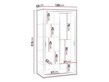 MIRJAN24 Kleiderschrank Bono SZ120 04 (mit 2-Schiebetüren) 2 Kleiderstangen