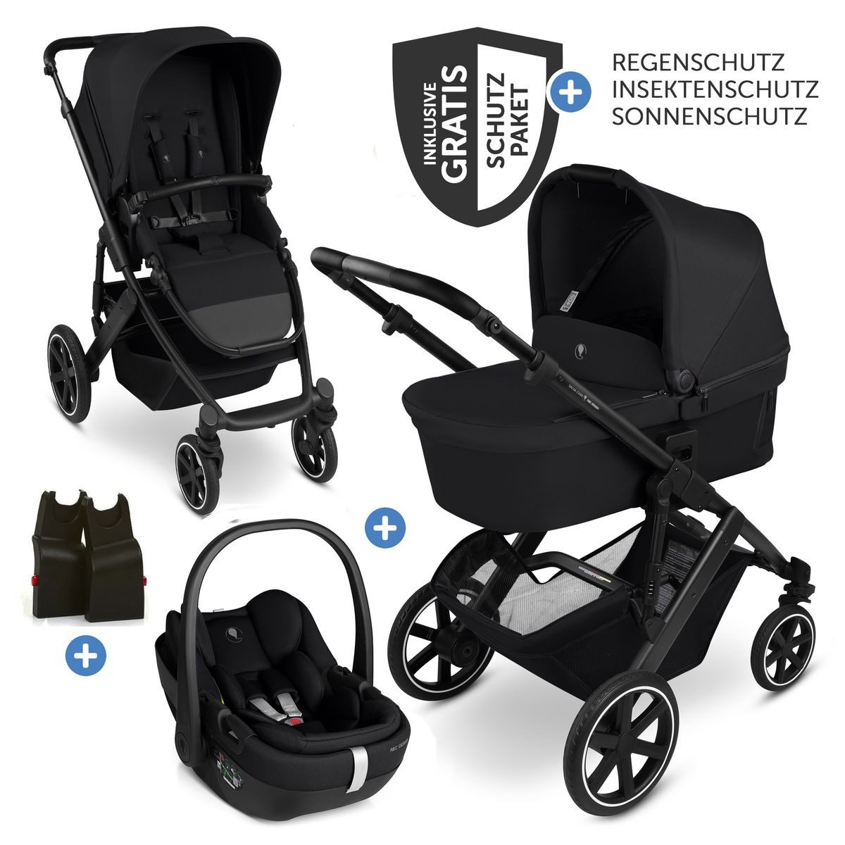 ABC Design Kombi-Kinderwagen Salsa Core Set - Ink, 3 in1 Kinderwagen Buggy mit Babywanne, Babyschale, Sportsitz & Zubehör