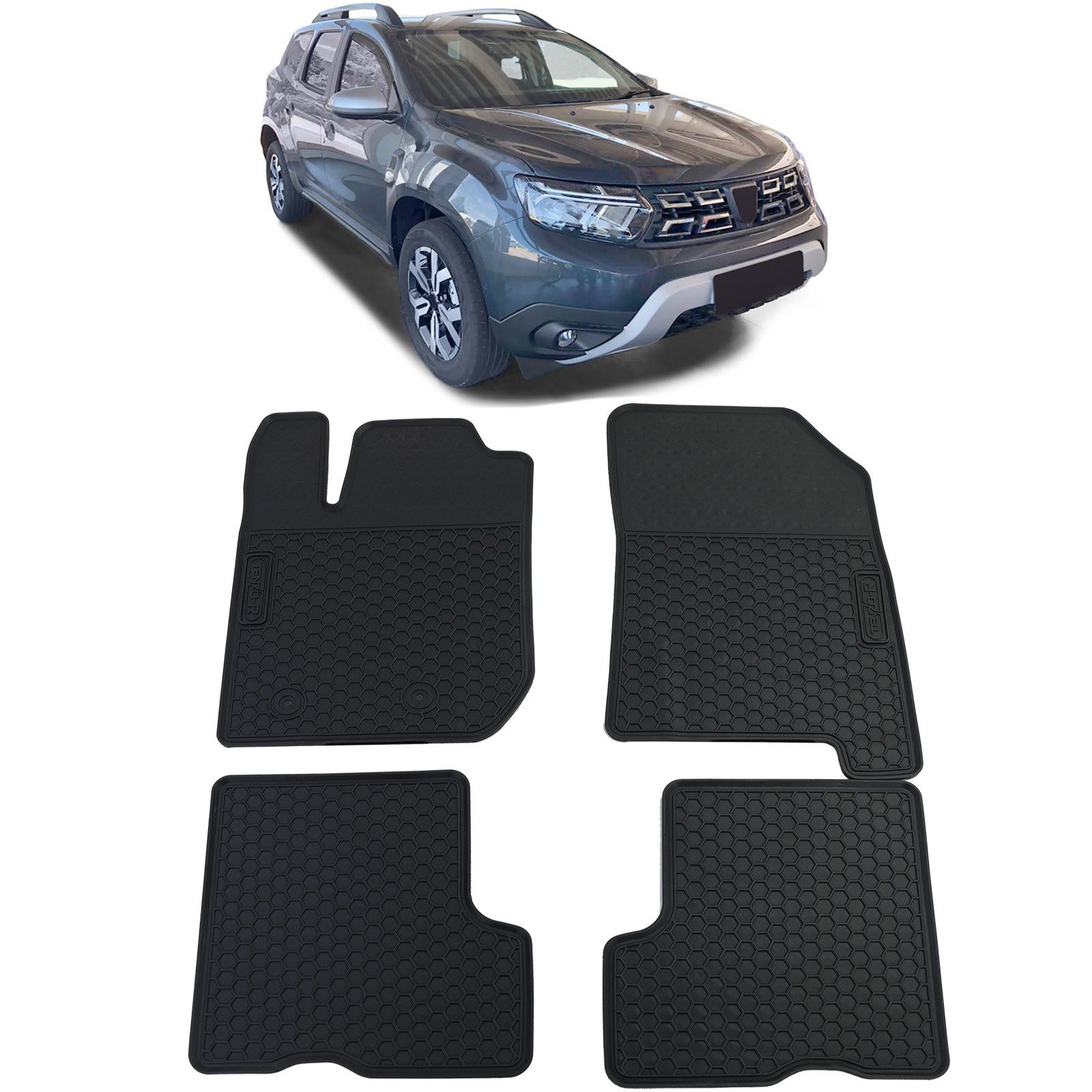 Passform-Fußmatten Auto Gummi Fußmatten Schwarz Premium Set für Dacia Duster ab 2017