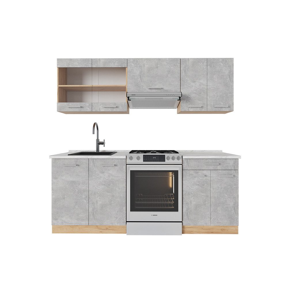Vicco Küchenzeile R-Line, Beton/Goldkraft Eiche, 200 günstig online kaufen