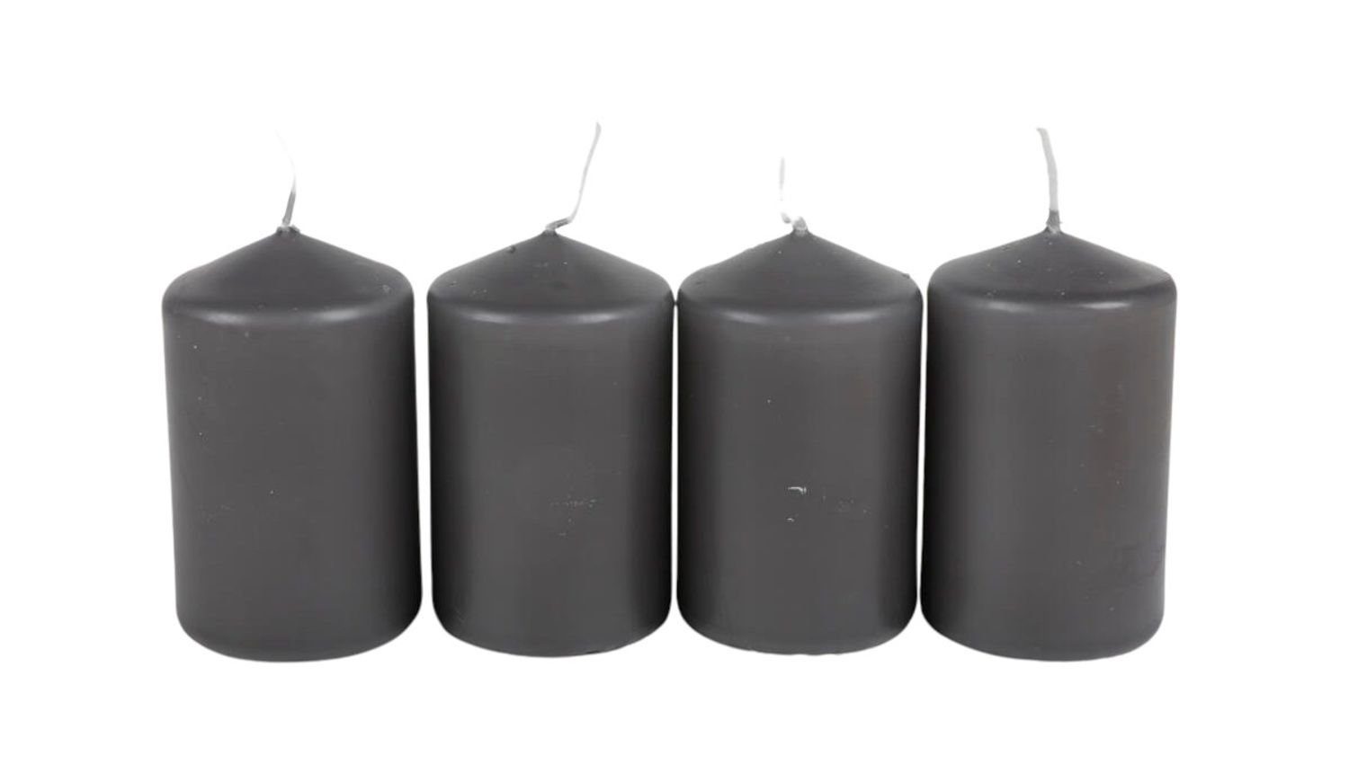 BURI Adventskerze Adventskranzkerzen grau 4er-Set Weihnachtskerze Stumpen Wachskerze
