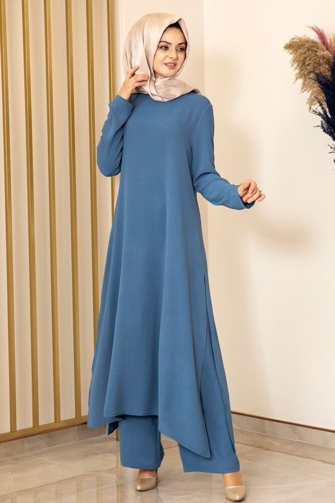 Modavitrini Tunikakleid Damen Anzug Zweiteiler Longtunika mit Hose Hijab  Kleidung Modest Basic