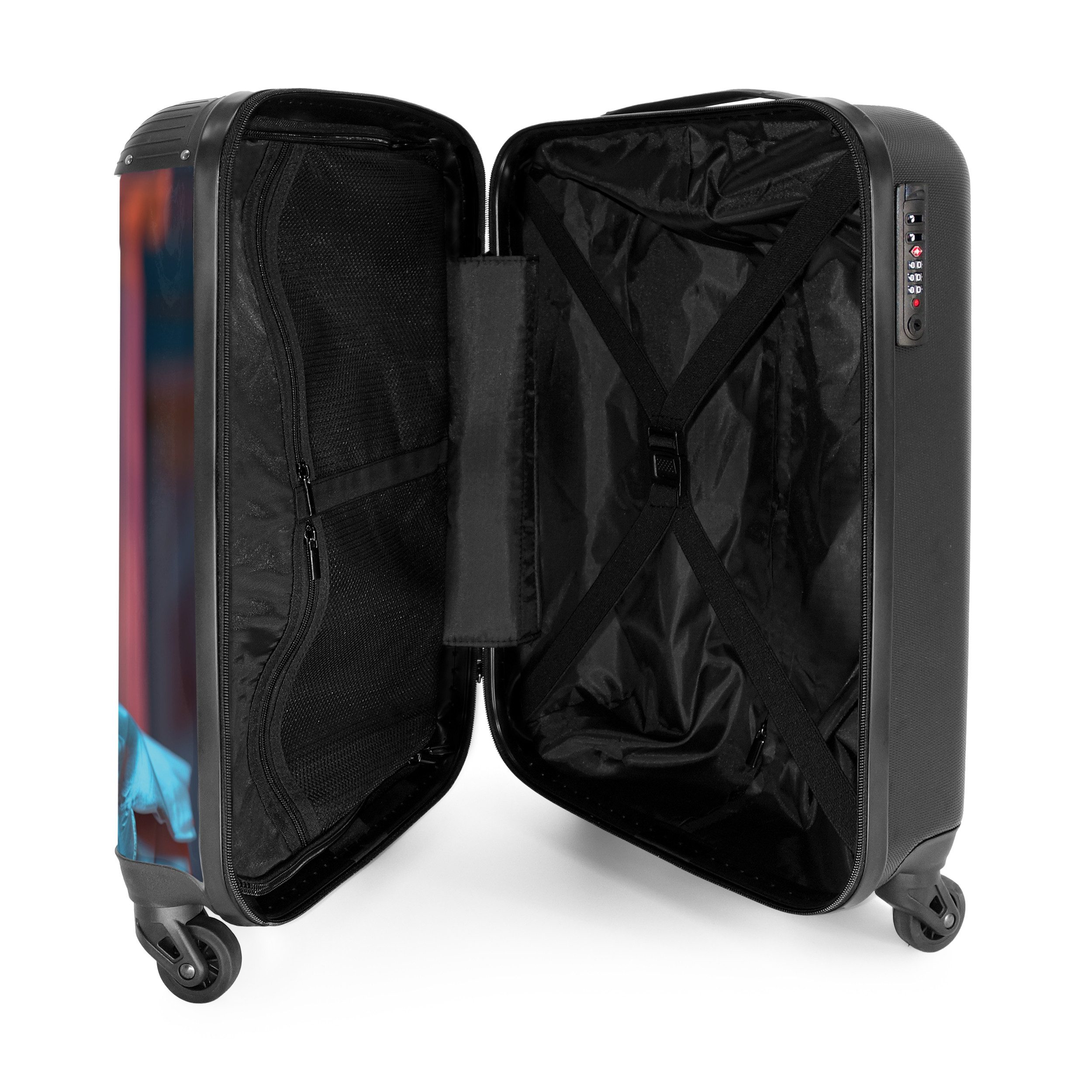 NoBoringSuitcases.com© Hartschalen-Trolley Griechische Statue mit Brille 55x35x20cm, 4 Rollen, Reisekoffer mit 4 Rollen, Carry on luggage, Männer
