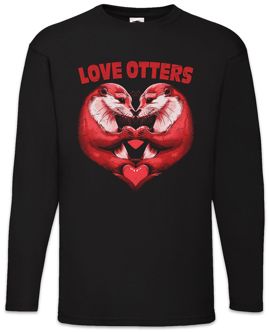 Urban Backwoods Langarmshirt Love Otters Heart Langarm T-Shirt Pärchen Couple Braut Brautpaar Liebe (1-tlg) Paar Wildlife lontra Nutria