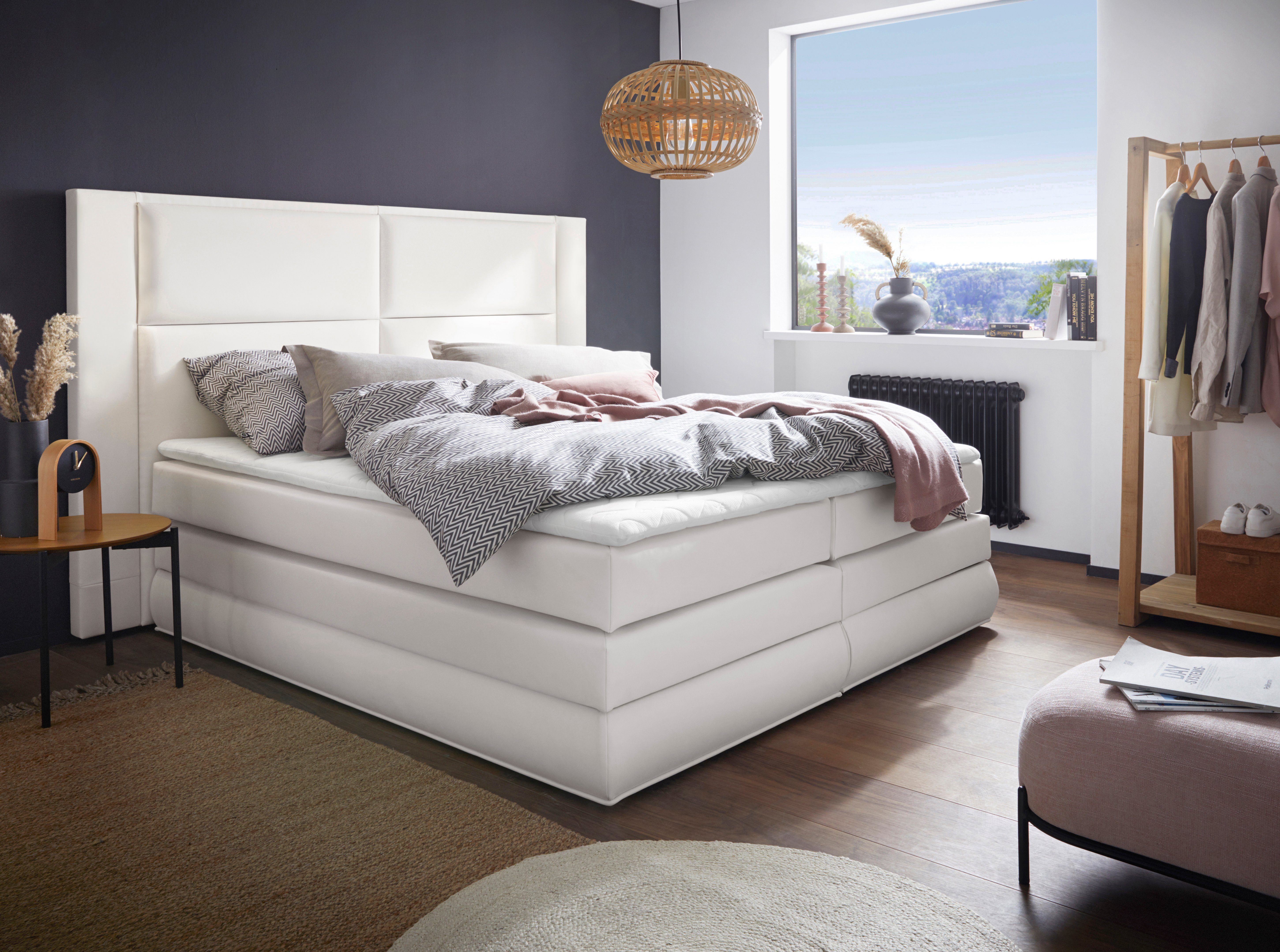 COLLECTION AB Boxspringbett Copenhagen, mit wahlweise inklusive Topper, LED-Beleuchtung Bettkasten