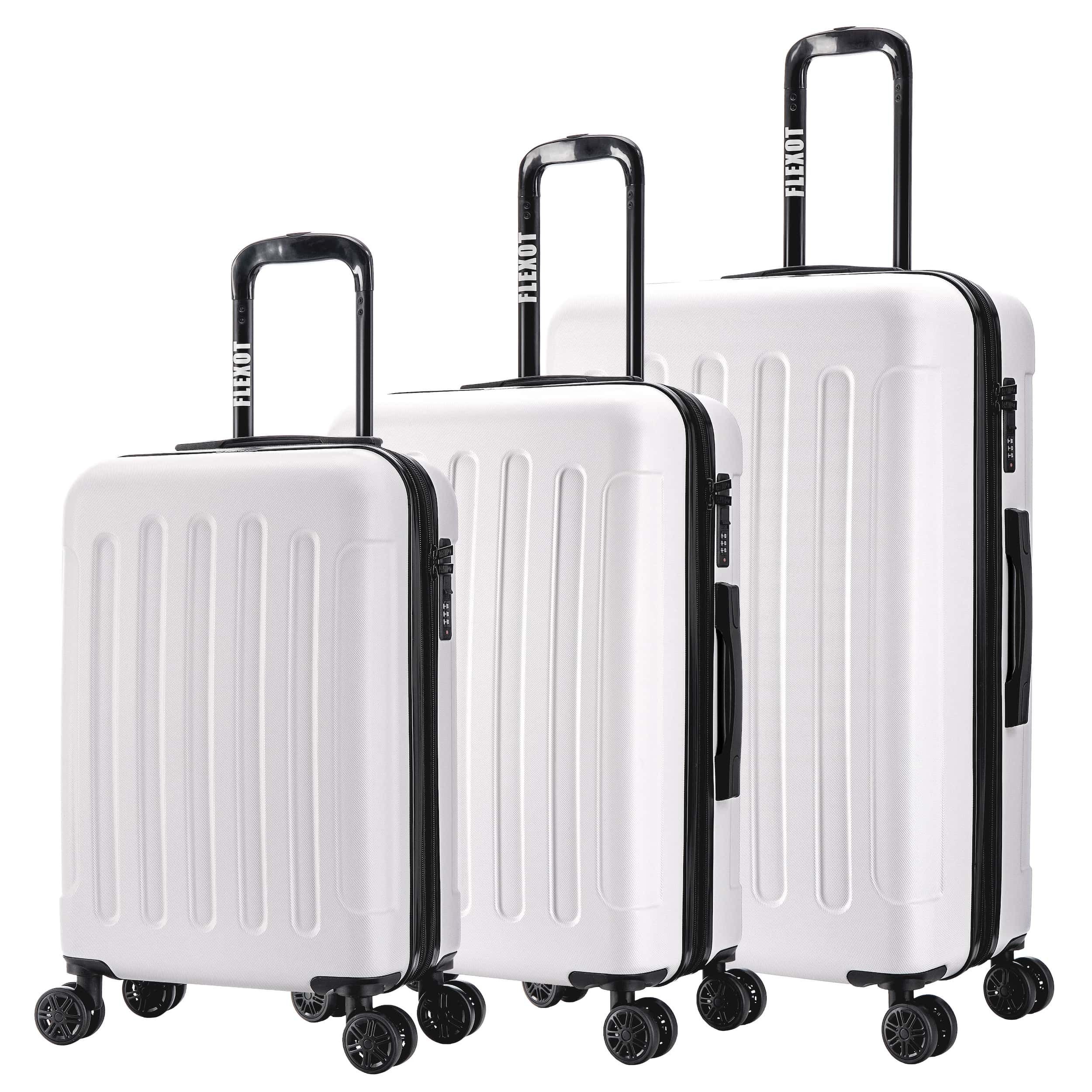 Flexot Hartschalen-Trolley F-3045 (Gr. M, L, XL) – Kofferset – ABS-Hartschale, erweiterbar, 4 Rollen, Robuster und moderner Koffer mit vier 360° Rollen und Zahlenschloss