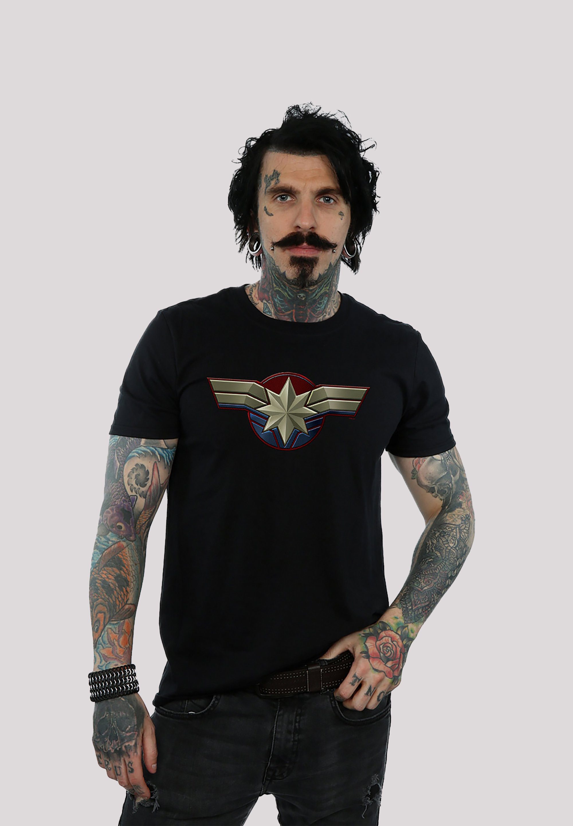 F4NT4STIC schwarz T-Shirt Marvel Captain Print Chest Marvel Emblem
