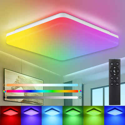 IEGLED LED Deckenleuchte Dimmbare Deckenlampe, 36W, 3600LM, IP54, Farbwechsel, RGB mit 7 Lichtfarben, Energieeffizient, Wasserdicht, Dimmbar, Einstellbare Farbtemperatur
