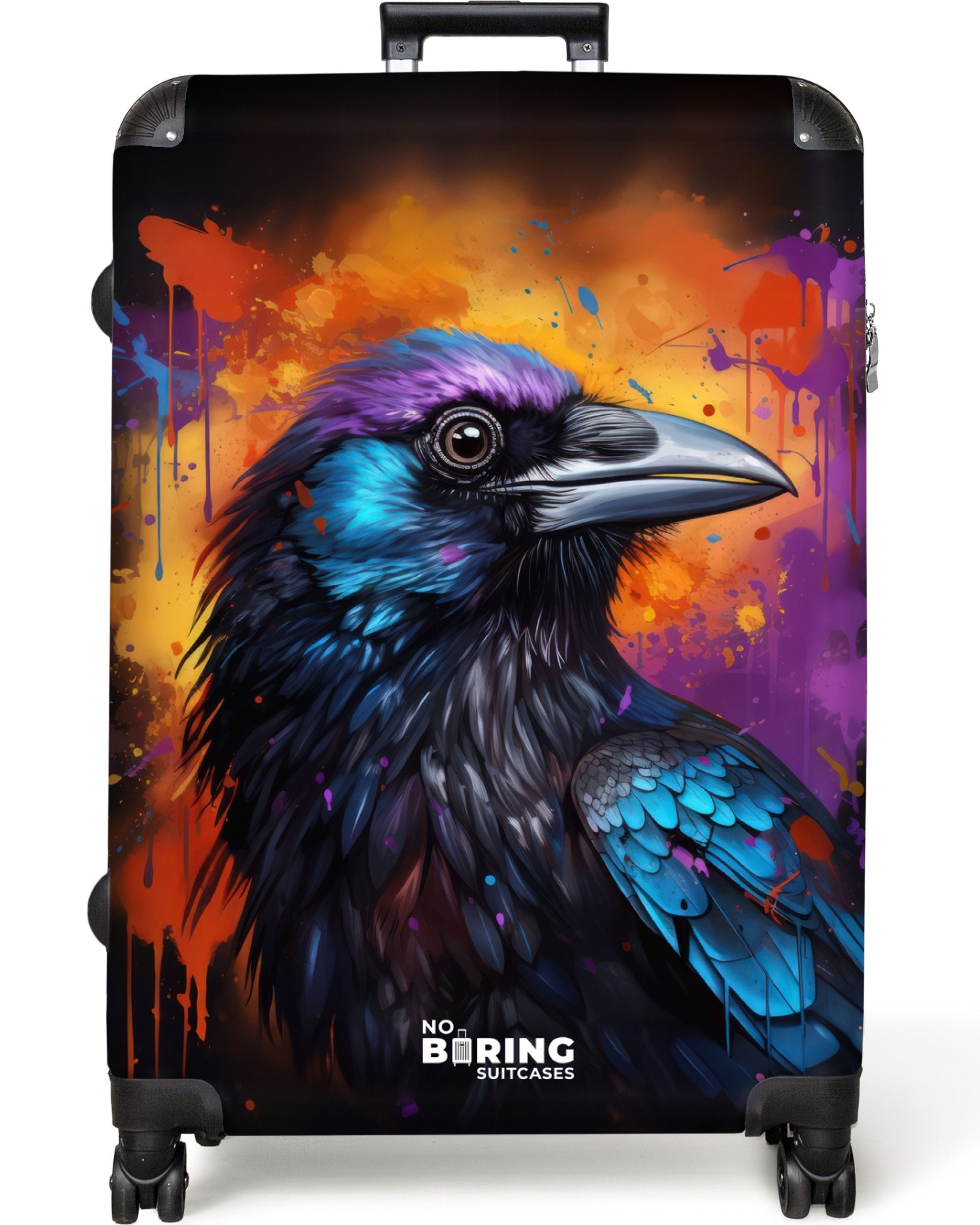 NoBoringSuitcases.com© Hartschalen-Trolley Krähe mit buntem Graffiti günstig online kaufen