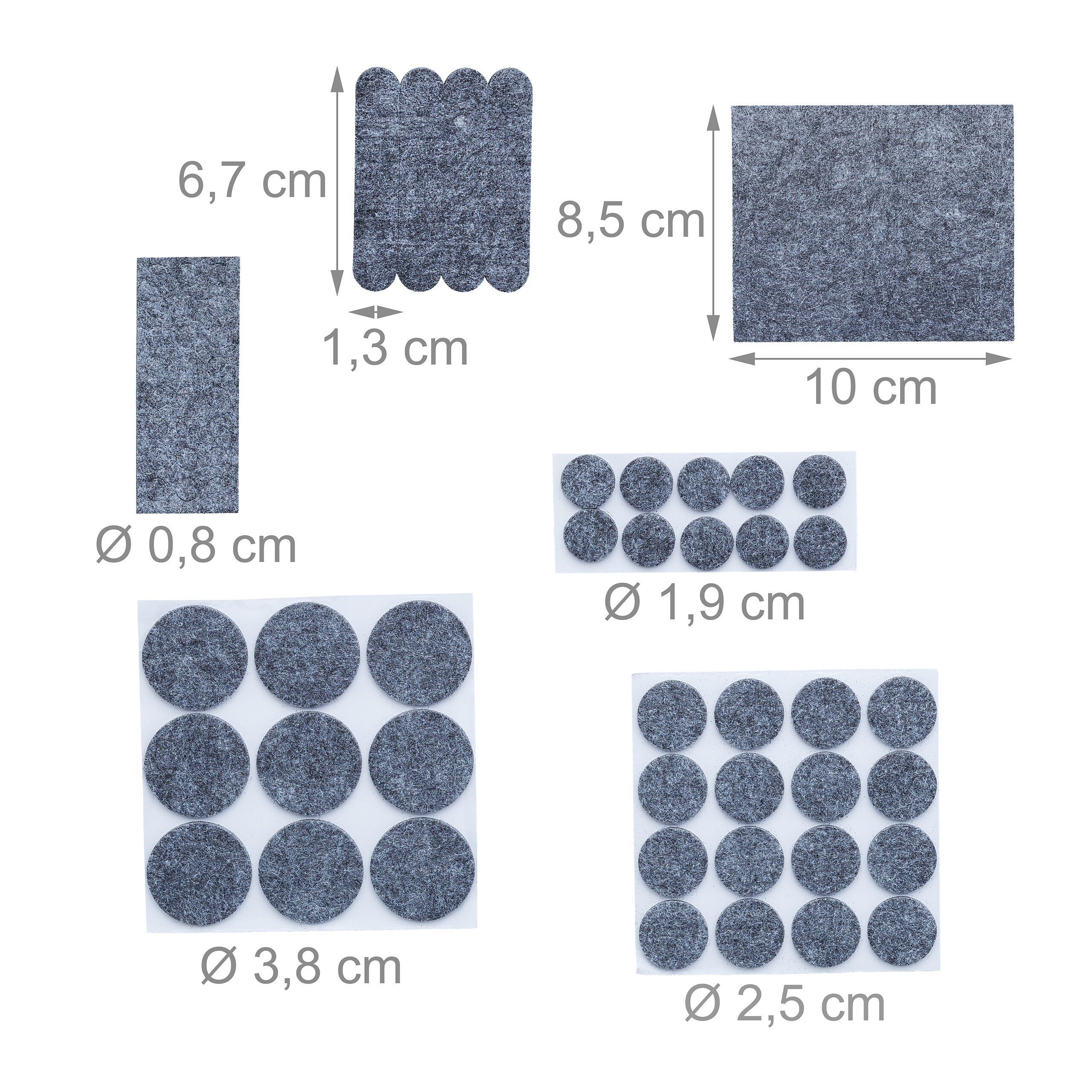 Selbstklebende Möbelfuß Pack, relaxdays Filzgleiter 204er Dunkelgrau