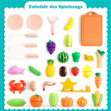 LBLA Spiellebensmittel Kinder Küchenspielzeug Set, (66-tlg., Schneideobst & Gemüsespielzeug), Rollenspiellernspielzeug für Kinder ab 3 Jahren