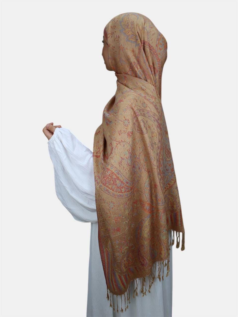 Aymasal Kopftuch Safae Pashmina Muster Hijab Kopftuch Schal Fransentuch scarf Islam, (Einzel, Einzeltuch), Hochwertige Viskose, feine Muster