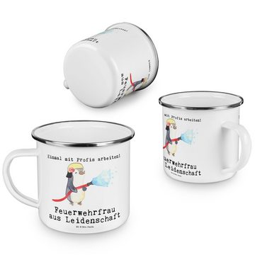 Mr. & Mrs. Panda Becher Feuerwehrfrau Leidenschaft - Weiß - Geschenk, Ausbildung, Emaille Cam, Emaille, Liebevolles Design