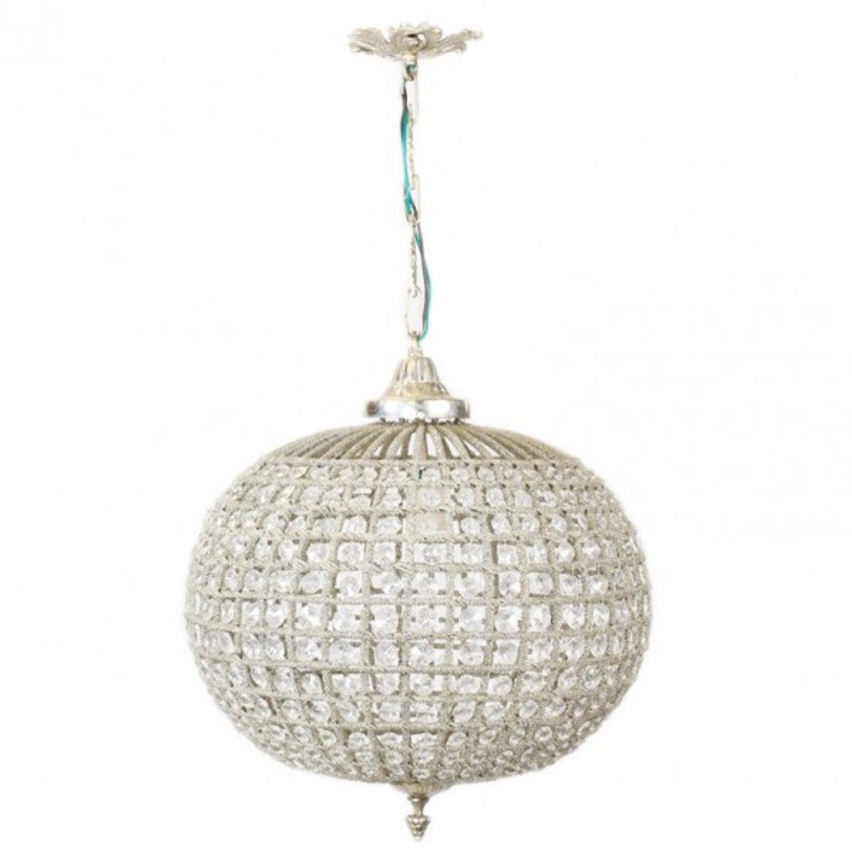 Casa Padrino Hängeleuchte Barock Decken Hängeleuchte 35 x H 65 cm - Glas Leuchte / Silber