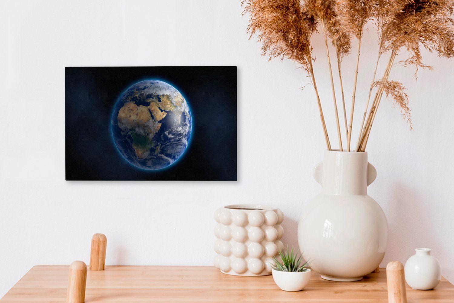 OneMillionCanvasses® Leinwandbild Erde Weltraum Leinwandbilder, - Wandbild cm (1 Aufhängefertig, 30x20 Wanddeko, Planet, St), 