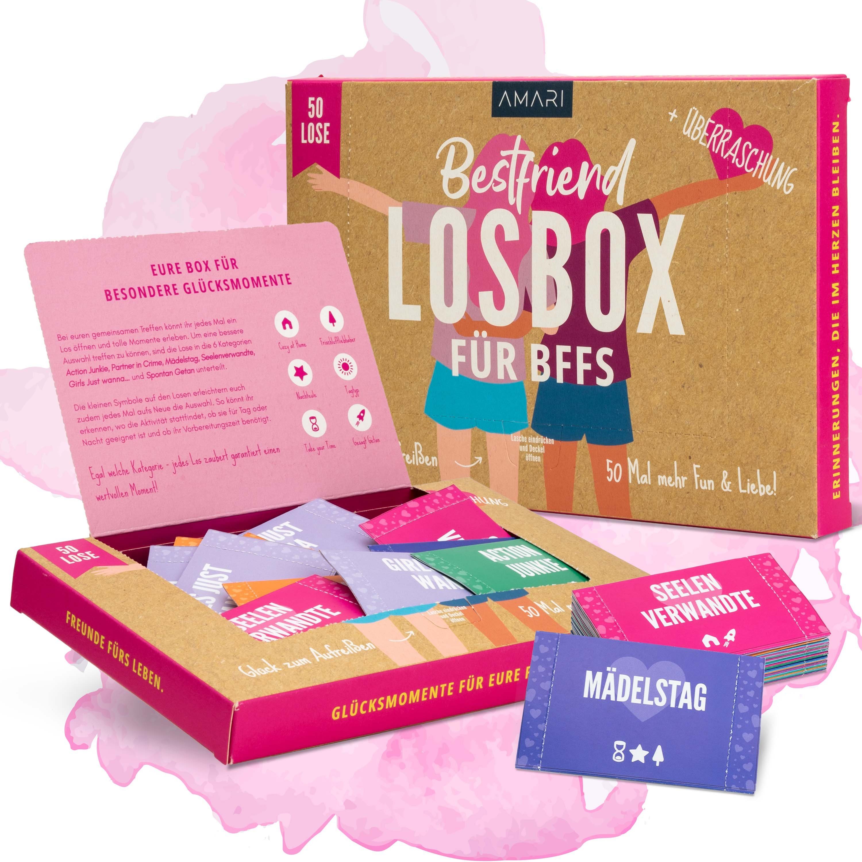 Geschenkbox AMARI ® Losbox für die Beste Freundin - Geschenk für Frauen & Mädchen