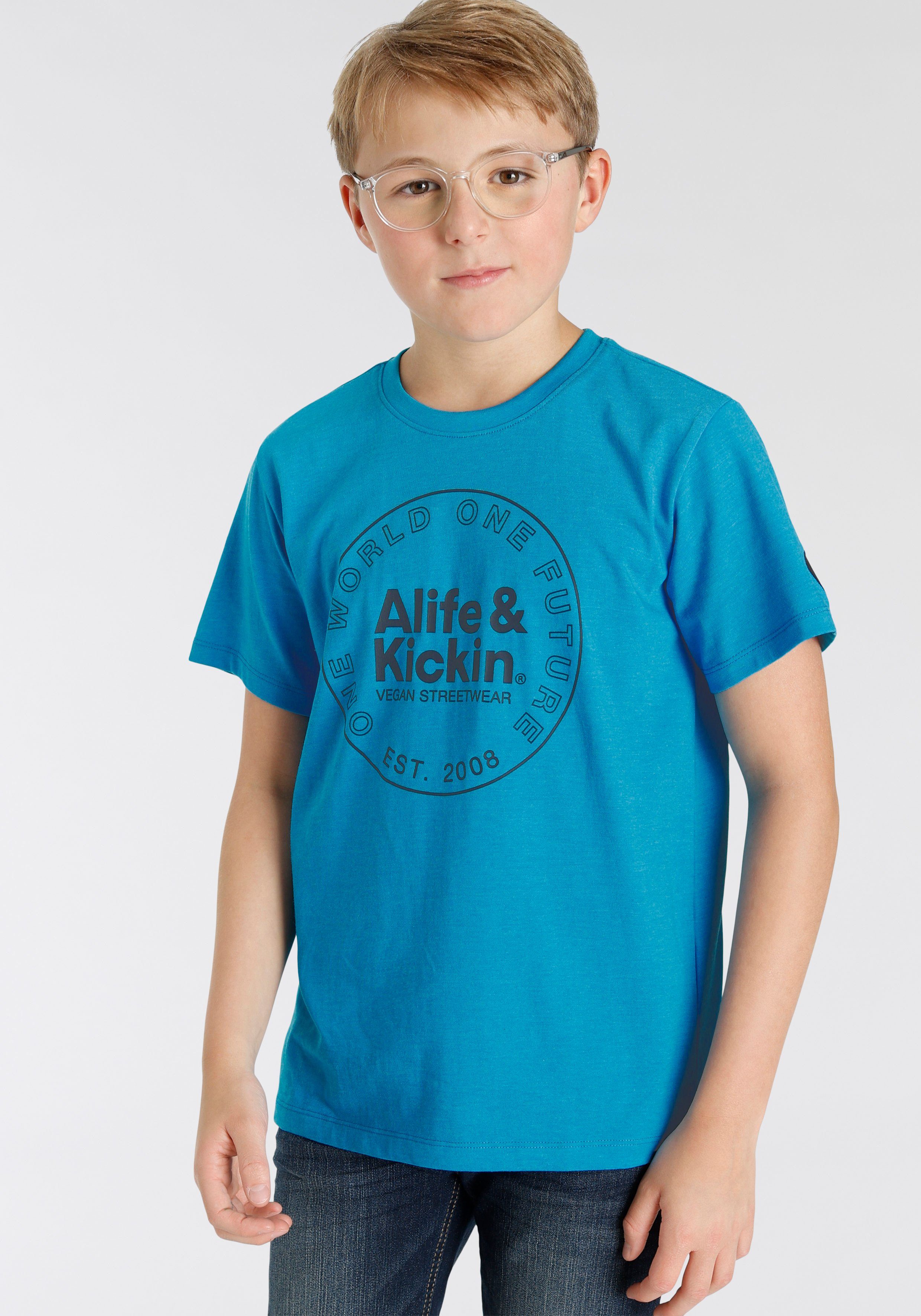 Alife & Kickin melierter MARKE! T-Shirt in für Kids Qualität, Alife&Kickin Logo-Print NEUE