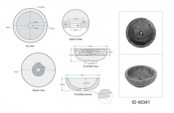 wohnfreuden Aufsatzwaschbecken Marmor Waschbecken BASCOM ROWFISH 40 cm grau rund (Kein Set), 8_40341