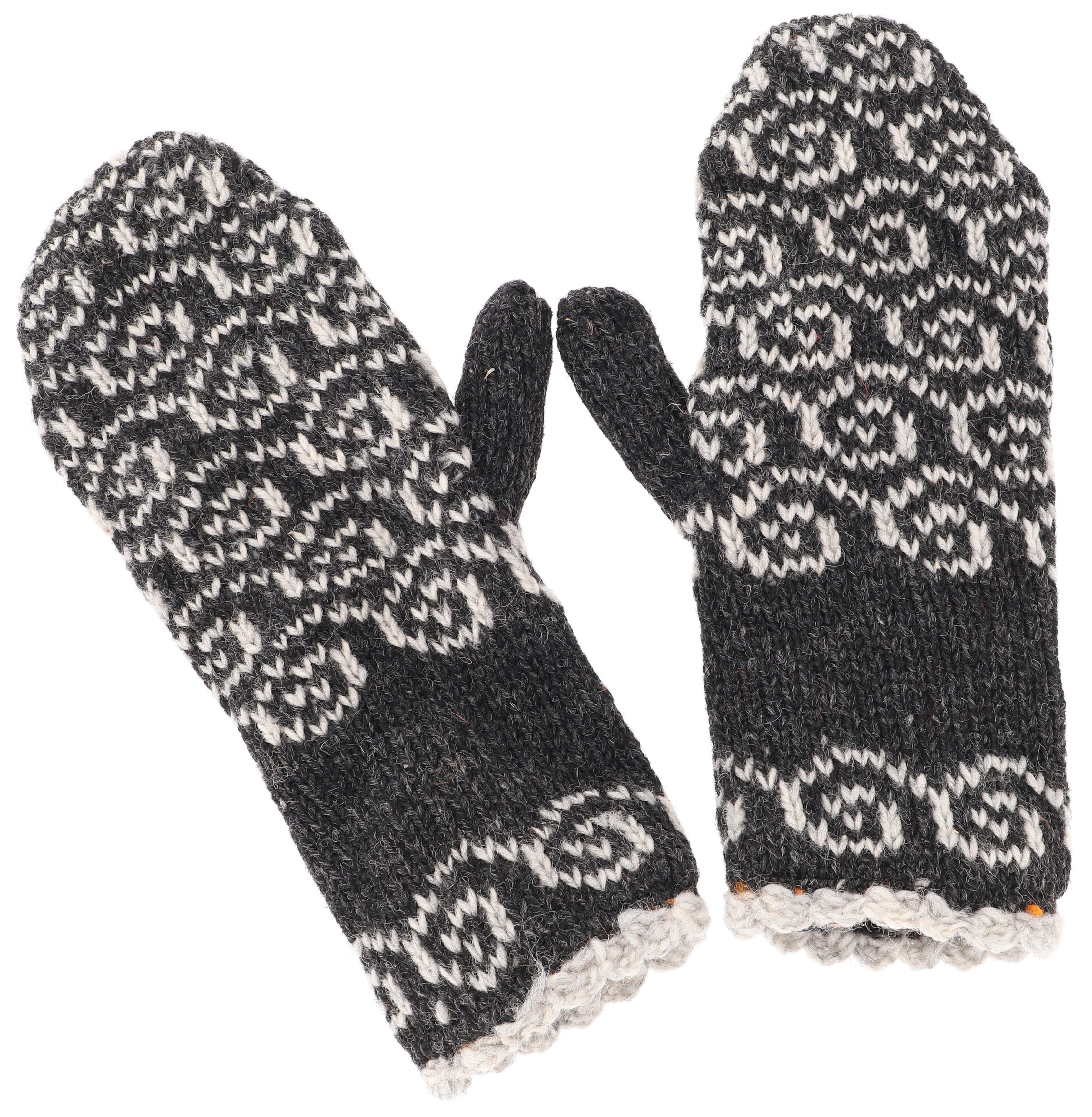 Guru-Shop Strickhandschuhe Wollhandschuhe mit Jaquardmuster, Boho.. günstig online kaufen