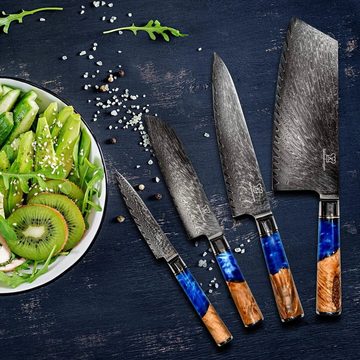 Küchenkompane Messer-Set Damaskus Messerset 67 Lagen Damaststahl und japanischer VG10 Stahlkern (3-tlg)