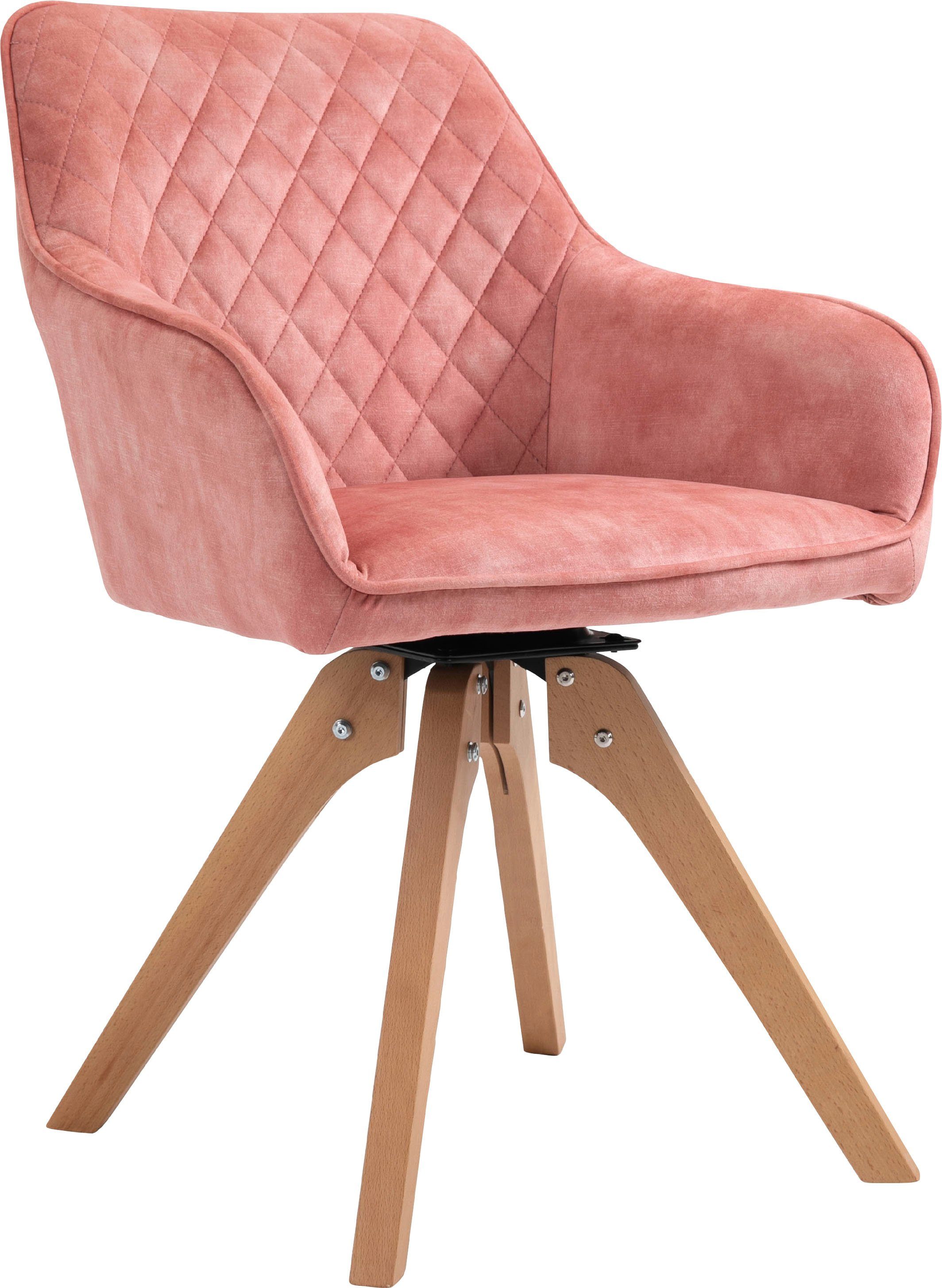 SalesFever Essgruppe, 180 Samtverlours cm, rosé 180° Tischbreite mit Stühle (5-tlg), drehbar