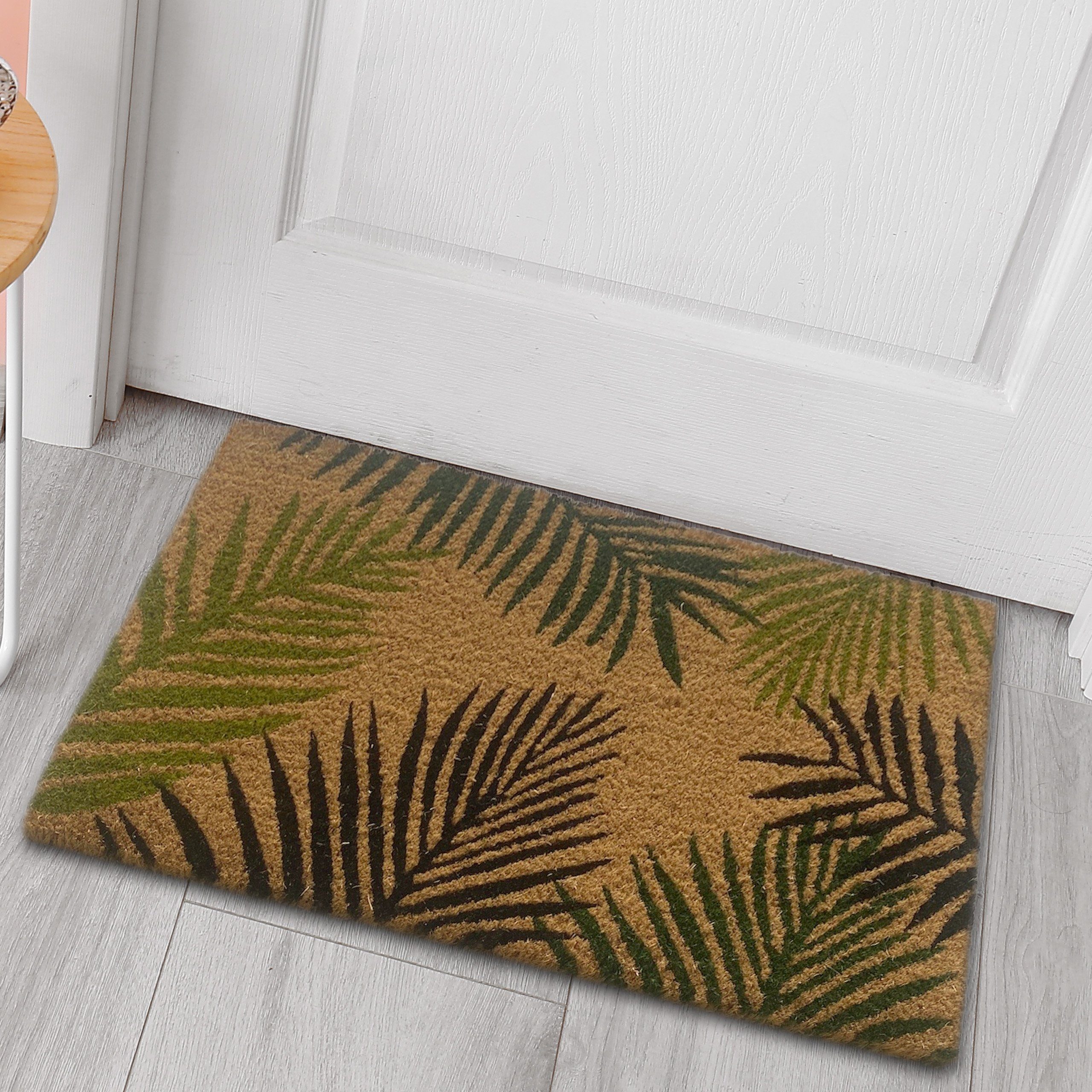 Fußmatte Schuhabtreter aus Kokos nachhaltig, Palmenblätter in grün,  Carpetia, Rechteckig