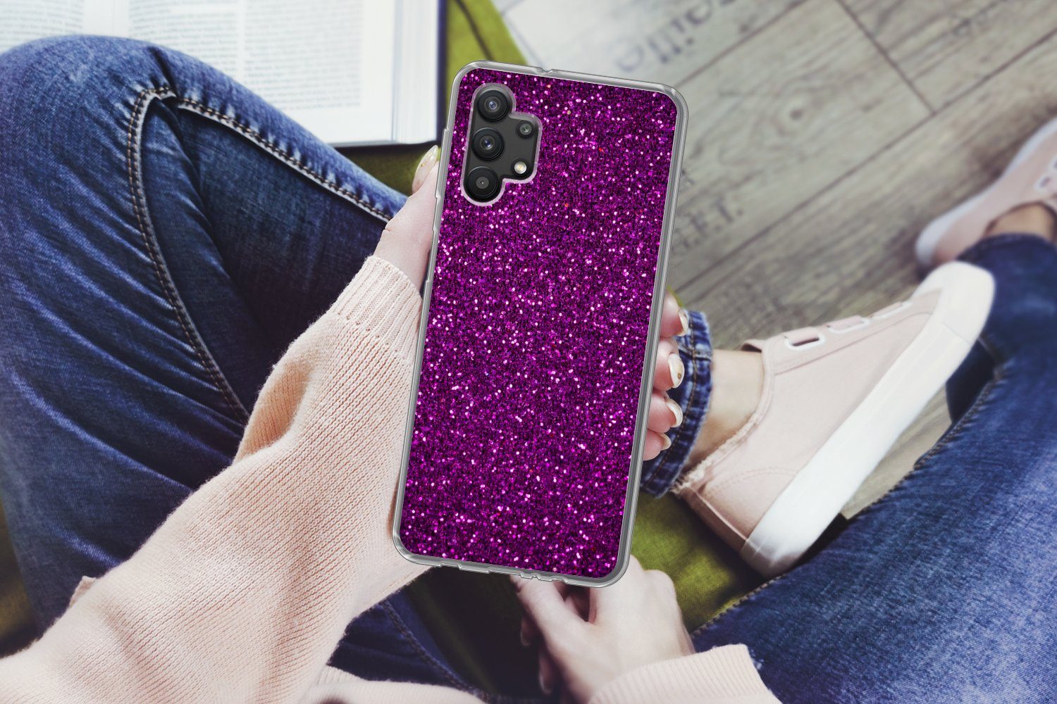 MuchoWow Handyhülle für Samsung Galaxy A32 5G Lila - Rosa - Muster - Abstrakt, Smartphone-Bumper, Print, Handy Schutzhülle Dünn