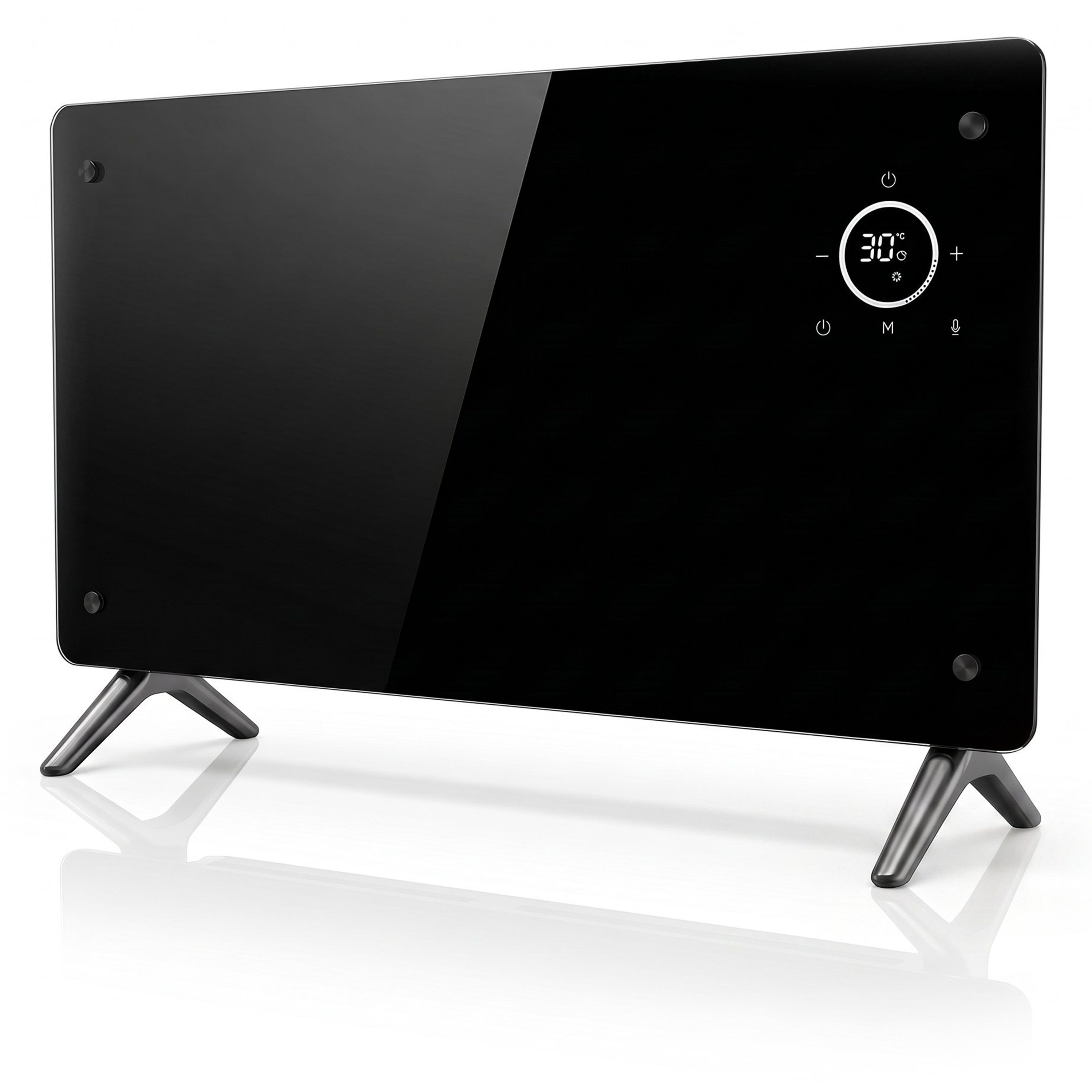 Brandson Konvektor Elektroheizung mit Glasfront schwarz, Wochenprogramm, Fernbedienung, 2000 W, Comfort-, ECO- & Frostschutz-Modus, 15-50 °C, 24h-Timer