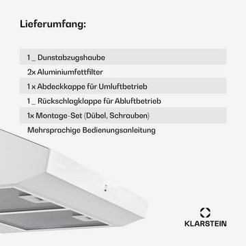 Klarstein Deckenhaube Serie DSM-Contem.Neo 60WH Contempo Neo 60, Dunstabzugshaube Unterbauhaube Abluft Umluft LED