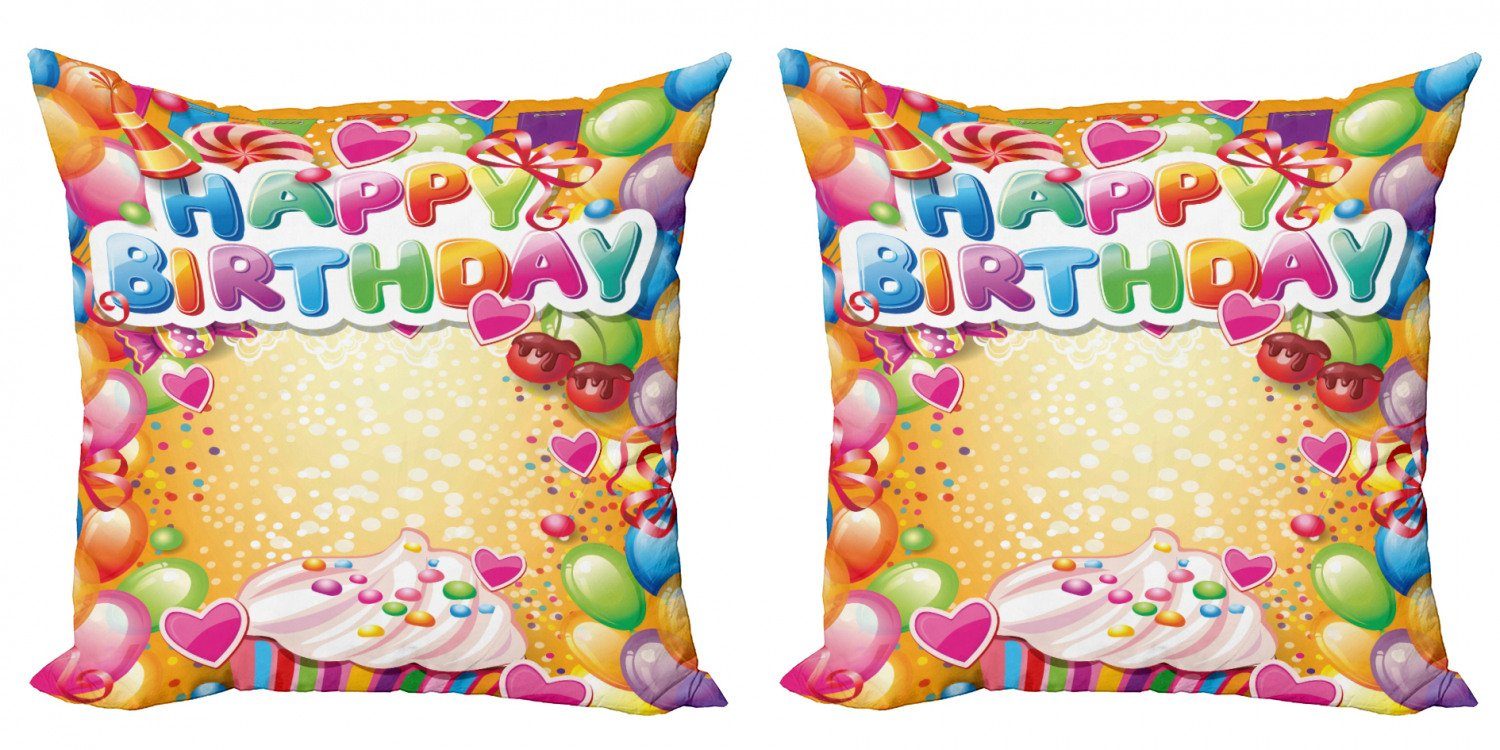 Kissenbezüge Modern Accent Doppelseitiger Digitaldruck, Abakuhaus (2 Stück), Bunt Vivid Balloons Cupcake