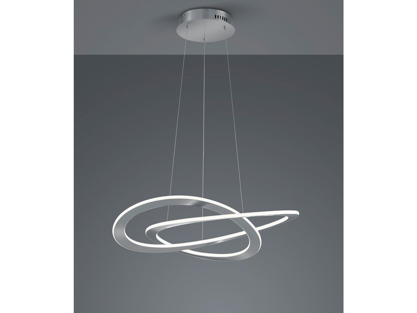 TRIO LED Pendelleuchte, Dimmfunktion, LED fest integriert, Warmweiß, große ausgefallene Lampe für über-n Esstisch hängend, Silber Ø 71cm | Pendelleuchten
