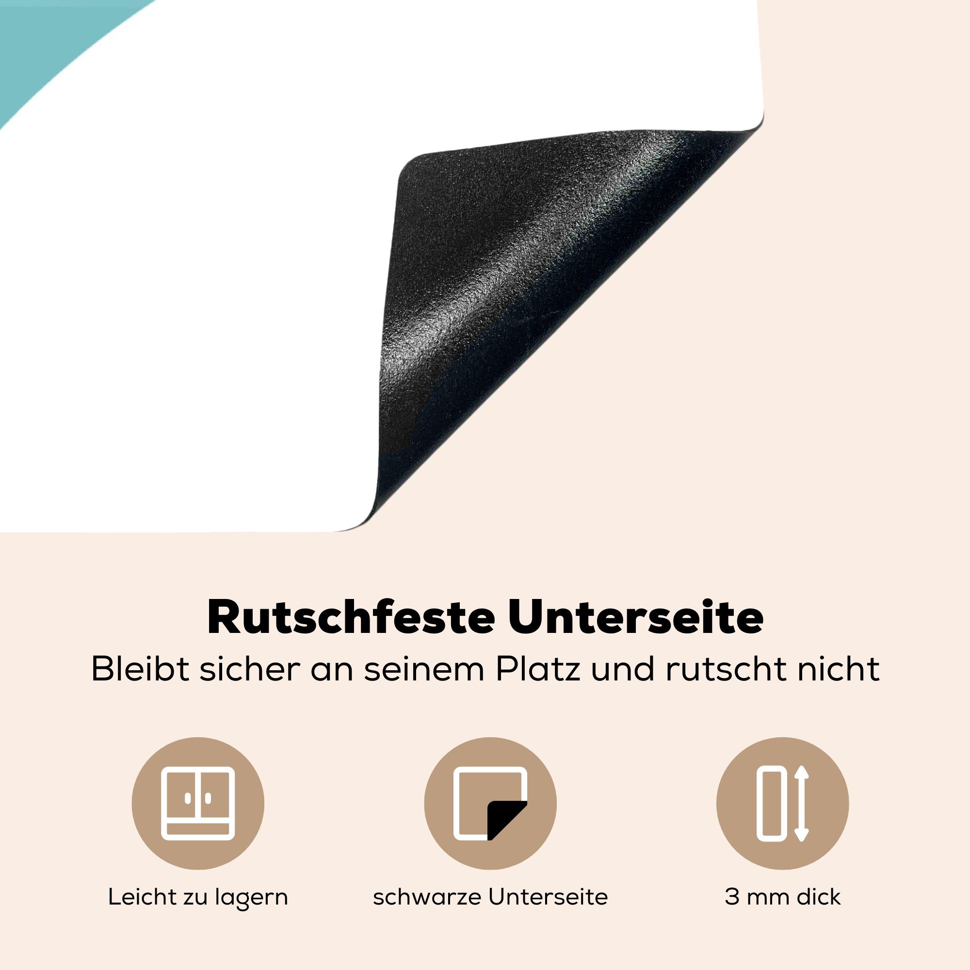 tlg), Wasser, einer (1 küche für Illustration MuchoWow 78x78 grünem Vinyl, cm, Herdblende-/Abdeckplatte Ceranfeldabdeckung, Schildkröte in Arbeitsplatte