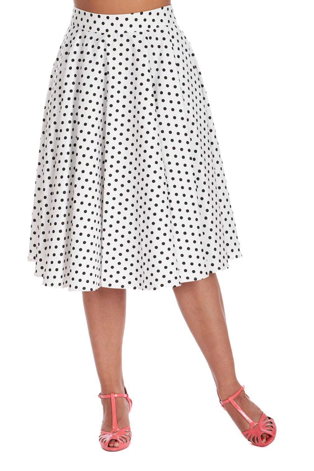 Banned A-Linien-Rock Polka Dot Days Weiß Retro Vintage Swing Skirt