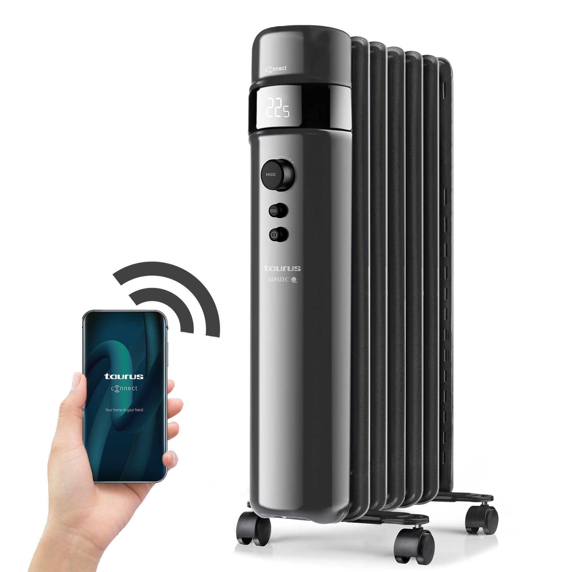 Taurus Ölradiator AGADIR CONNECT 1500, 1500 W, WIFI-App-Steuerung, Sprachsteuerung über Alexa und Google