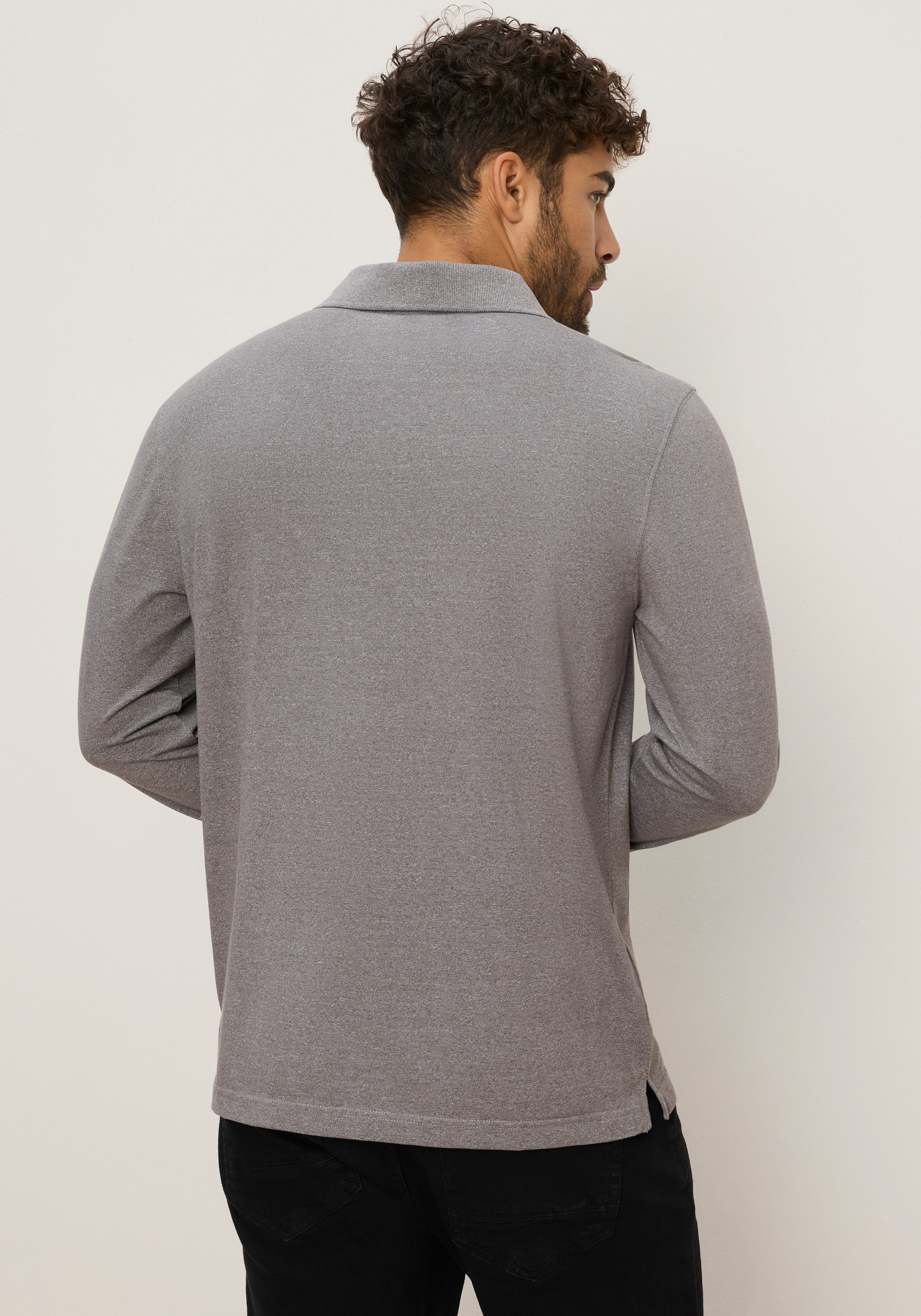 Bruno Banani Langarm-Poloshirt mit Polokragen, melierte Optik