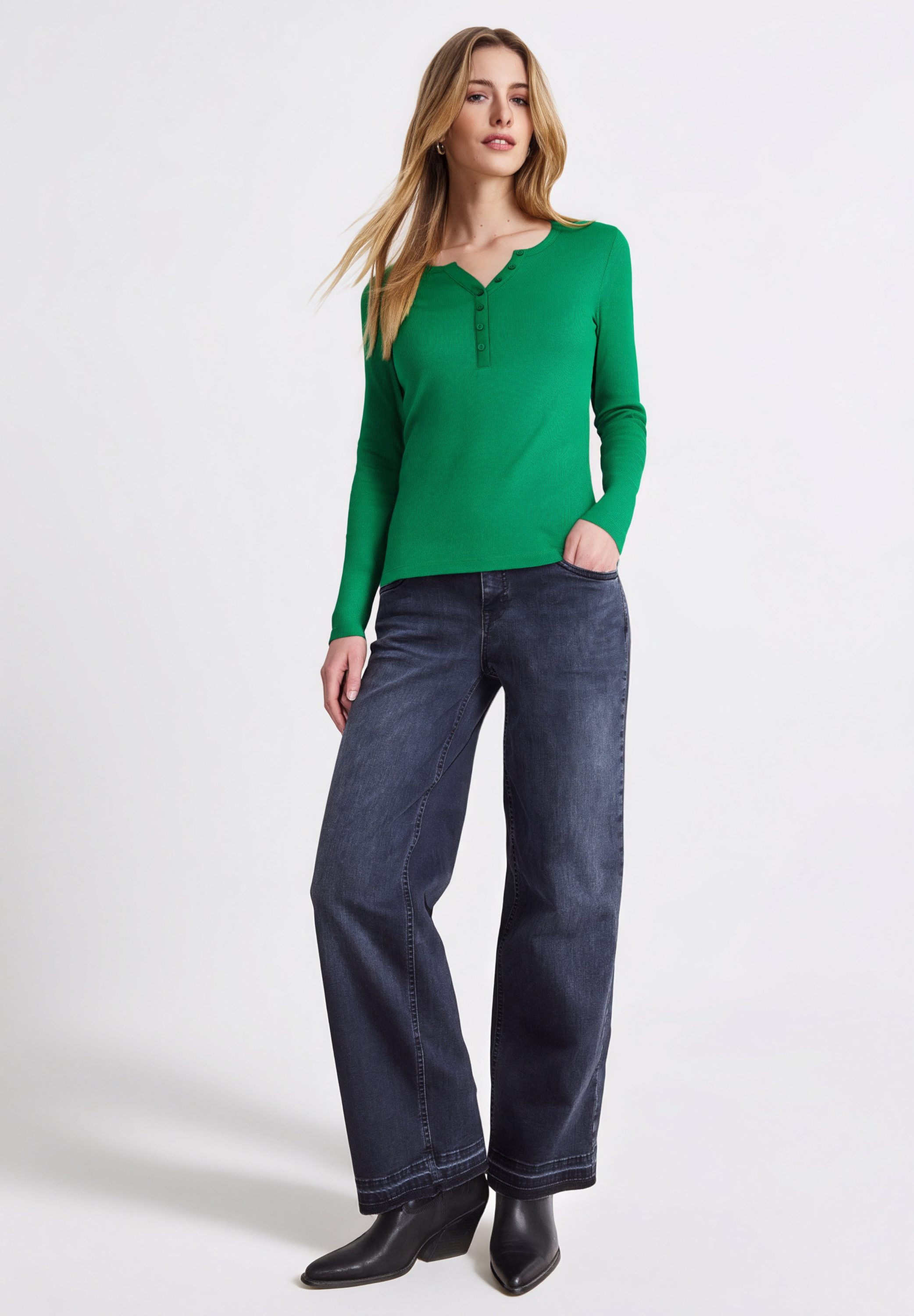 STREET ONE STUDIO Langarmshirt aus Baumwolle mit Stretchante – Bild 4 von 5