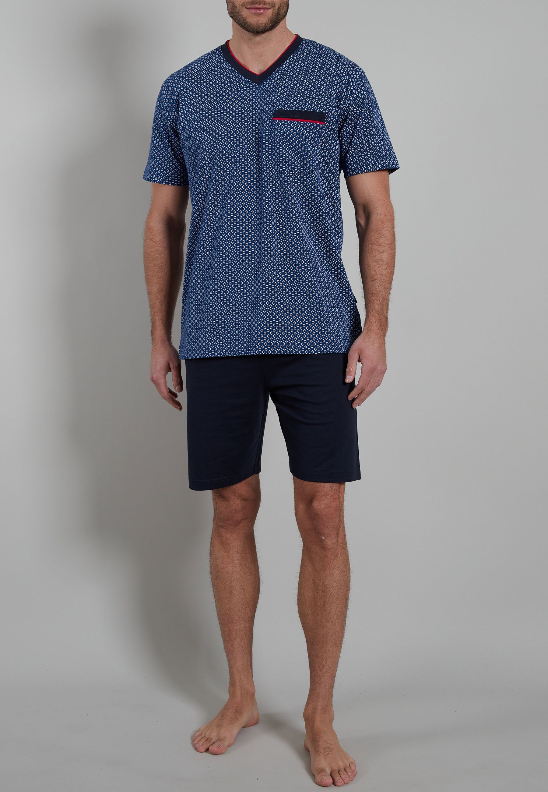 GÖTZBURG Shorty Manhattan (2 tlg) Kurzarm, V-Ausschnitt, kurze Hose, Baumwolle, weich