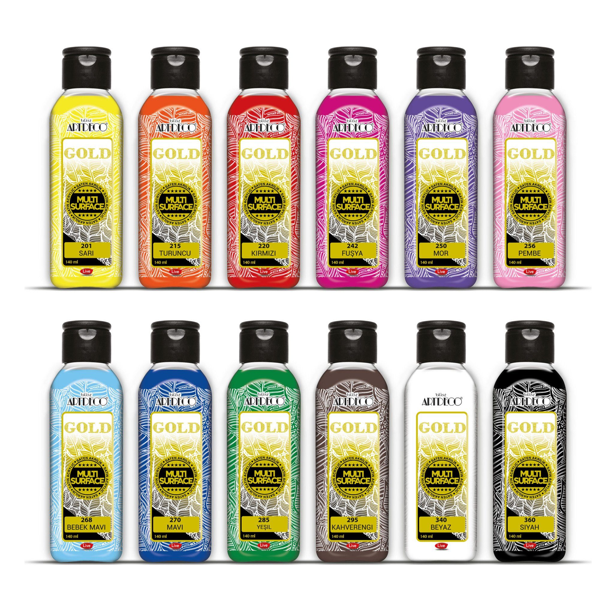 Acrylfarbe GOLD Multi-Surface Acrylfarbe, 12er Set, Hohe Deckkraft