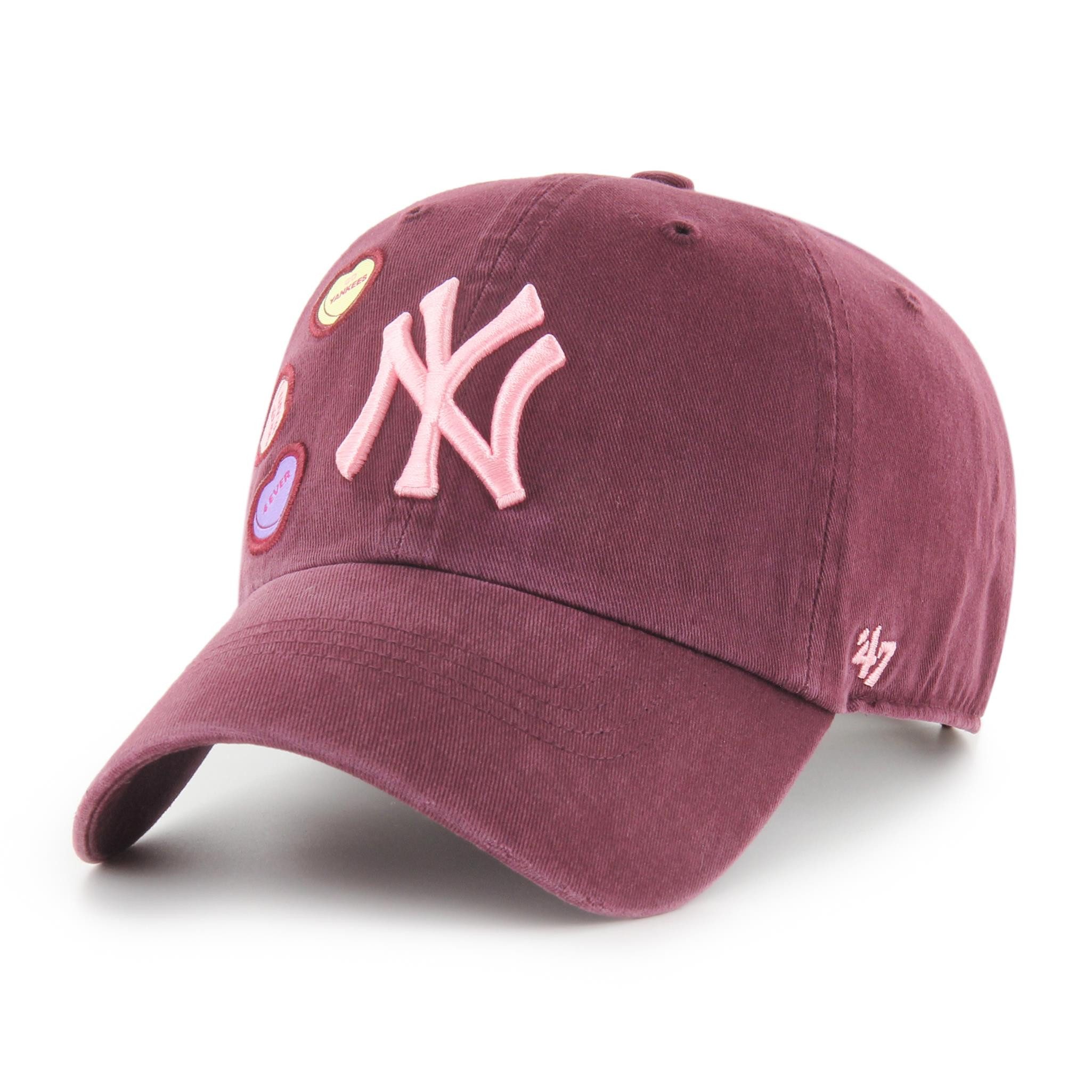 Baseball Cap '47 Brand MLB Cap New York Yankees CANDY HEART '47 Clean Up Dark Red