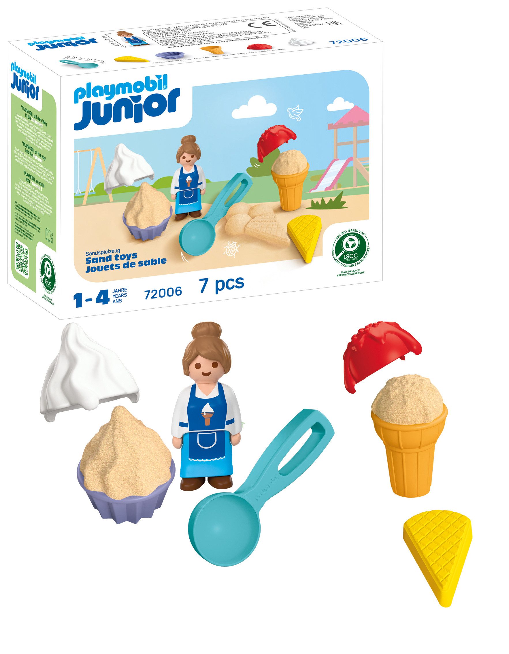 Playmobil® Sand-Eisdiele (72006), Junior Sand Konstruktions-Spielset, (7 St), Made in Europe