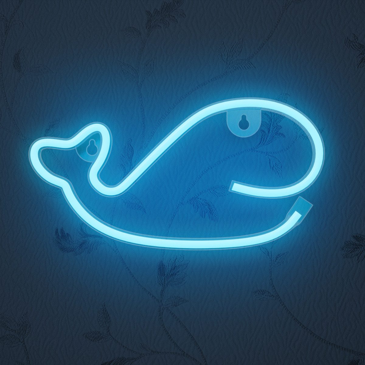 Forever Light LED Dekolicht Forever Light Neon LED-Leuchte Wal blau – FLNE19, Blau, Leuchtendes Wal-Design, flexibler Betrieb, kompakte Größe