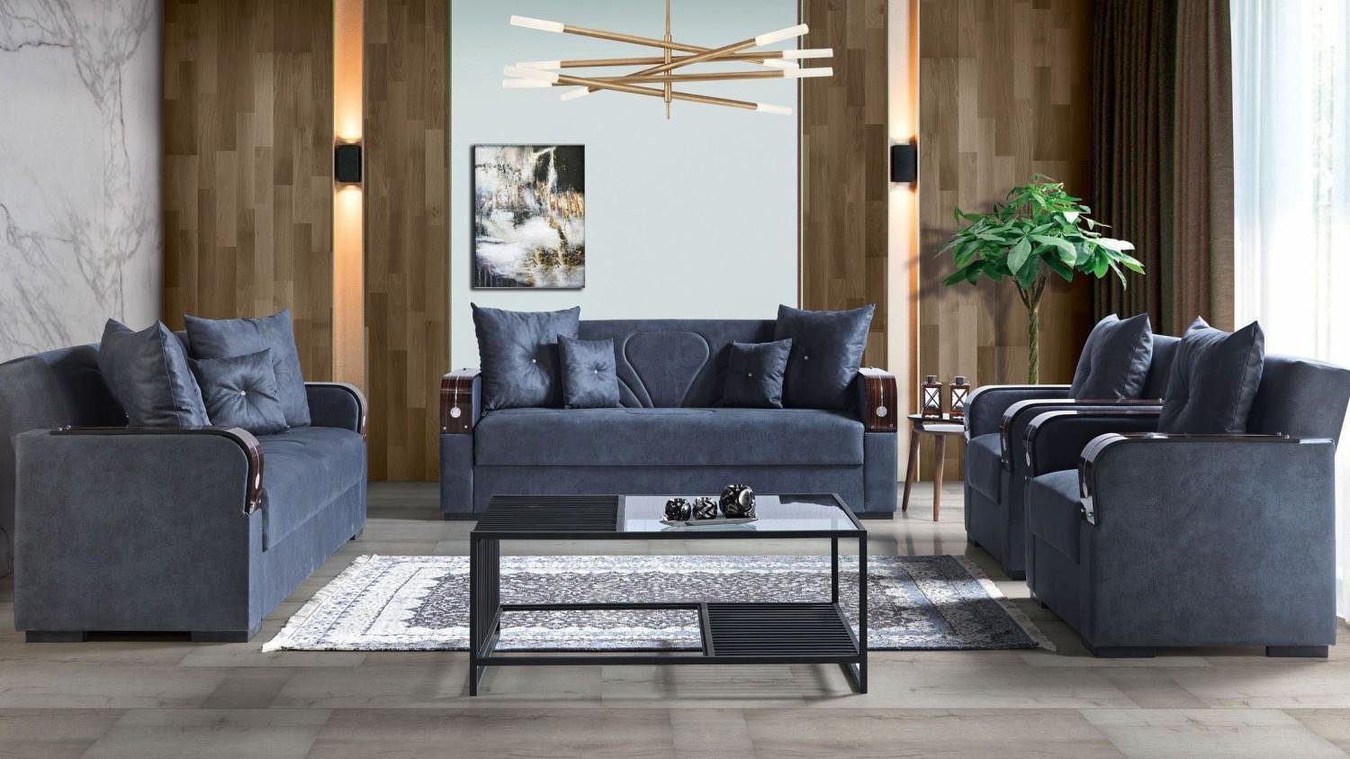 / (3 Luxus Sessel), Sofagarnitur Sitzer In Made Sofa / Wohnzimmer, Komplett Europe 2x JVmoebel Wohnzimmer-Set Modern Couch Garnitur 2 Sitzer