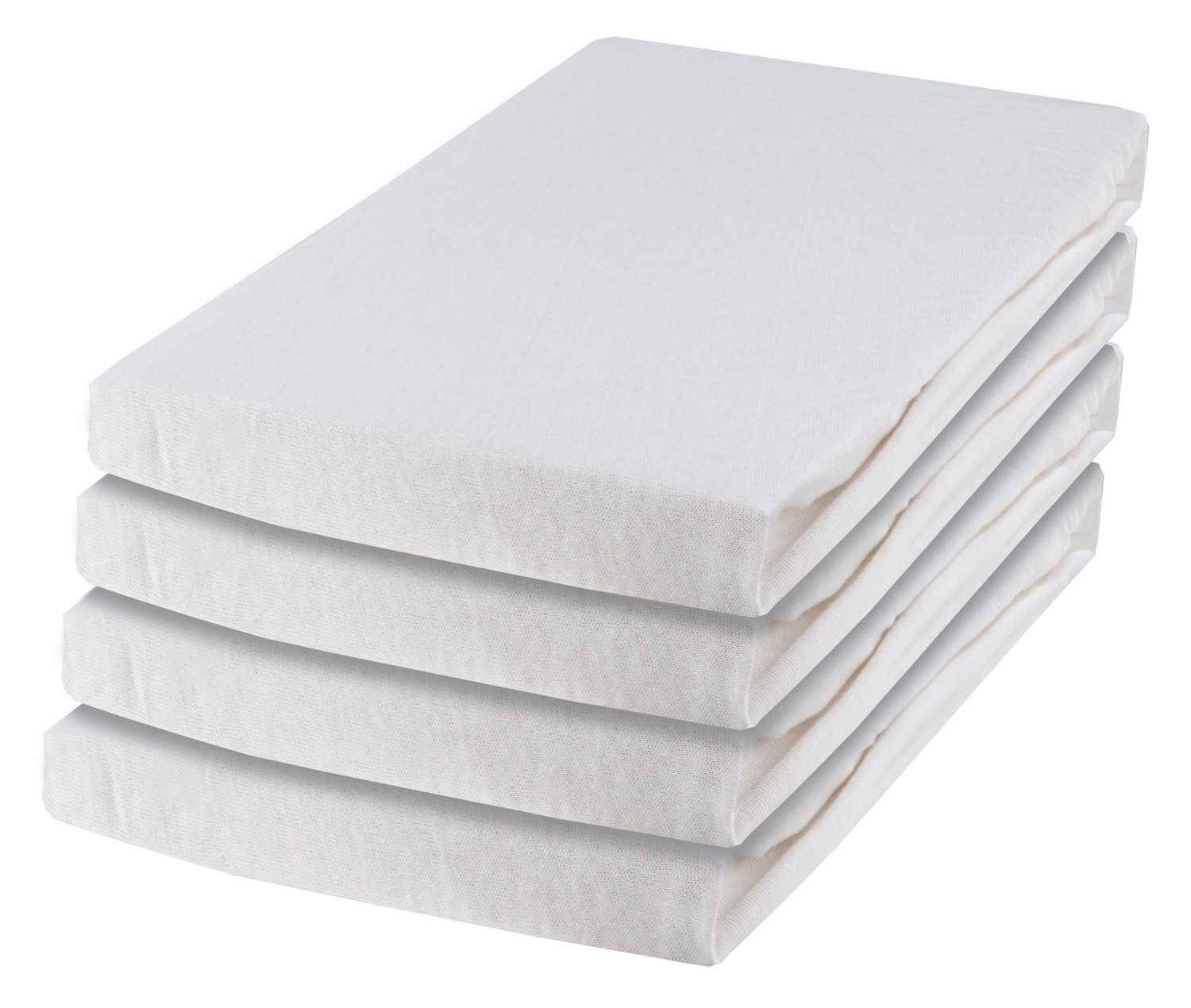Home4You Spannbettlaken, 4er Set, Weiß, B 100 cm x L 200 cm, Baumwolle, Gum günstig online kaufen